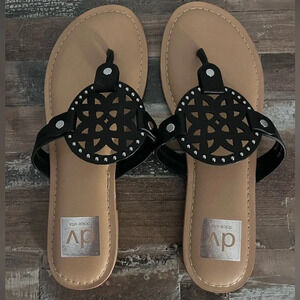 Dolce Vita Gotie Black Flat Studded Sandal Women Size 6.5
